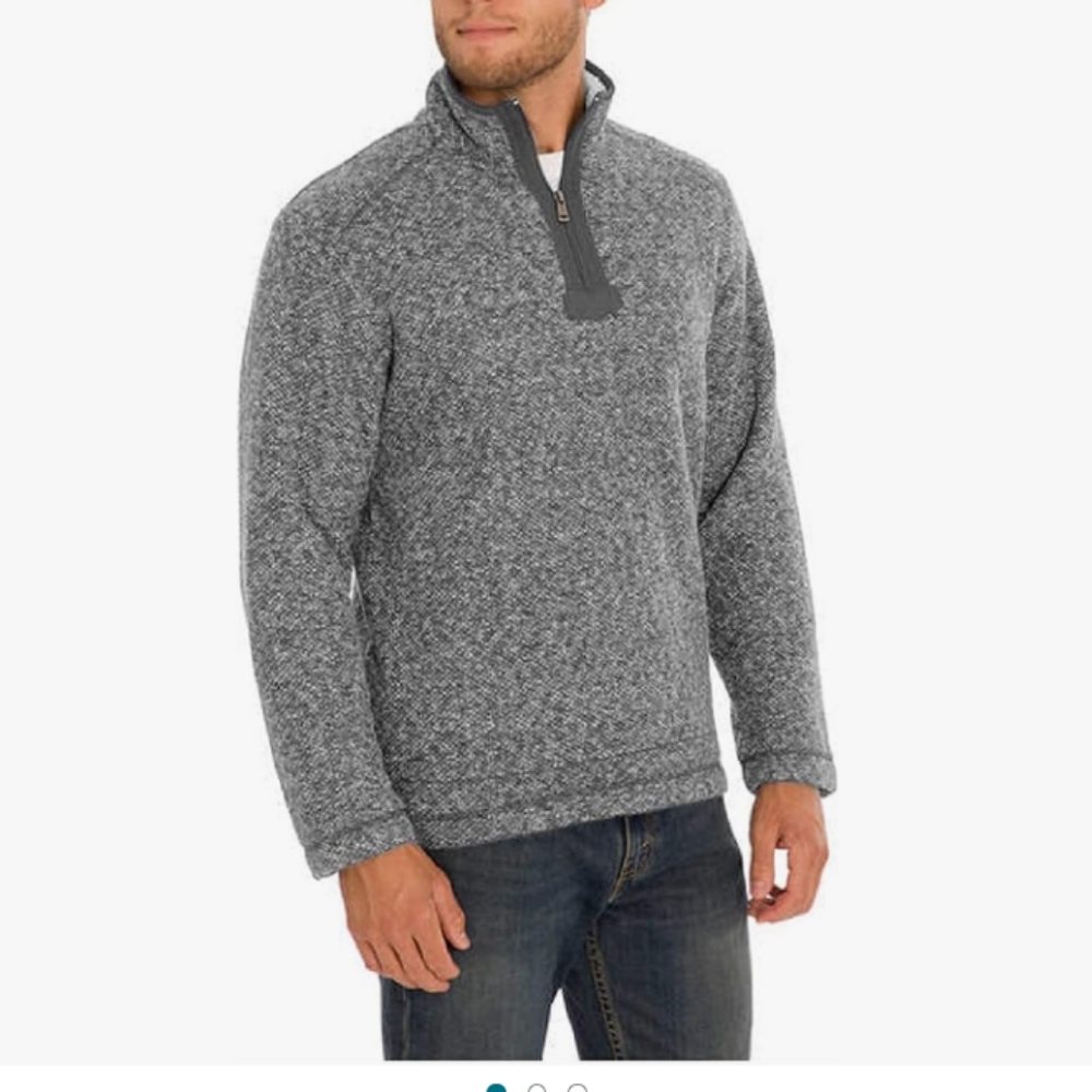 Orvis Brighton Sherpa Fleece Pullover Heather Gray XL Mens 1/4 Zip Pockets Warm